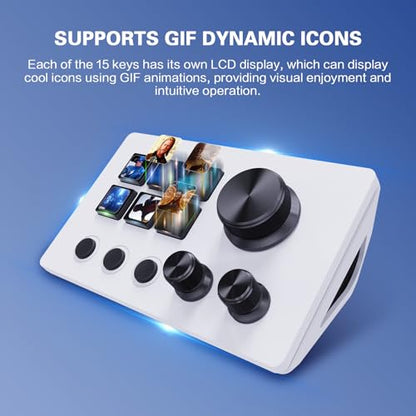 ActionRing Stream Controller Deck,Macro Keypad,Gaming Shortcut Keyboard | 6 Customizable Keys and 3 Dials,Trigger Actions for OBS/Twitch/YouTube,Workflow Controller,Compatible with Win/Mac(N3 White) - color: White