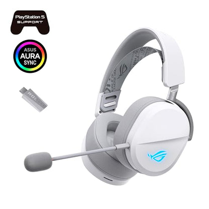 ASUS ROG Pelta Wireless Gaming Headset with Detachable Mic – Tri-Mode (BT, 2.4GHz, USB-C) 50mm Titanium-Plated Drivers, 70Hr Battery, Ergonomic, Lightweight, for PC, PS5, PS4, Switch, Mobile - White - color: WHITE