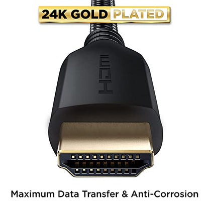 PowerBear 4K HDMI Cable 0.5 ft | Short Hdmi Cable, Braided Nylon & Gold Connectors, 4K @ 60Hz, Ultra HD, 2K, 1080P, ARC & CL3 Rated | for Laptop, Monitor, PS5, PS4, Xbox One, Fire TV, Apple TV & More - size: 0.5ft
