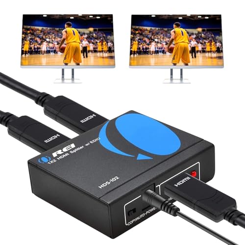 OREI HDMI Splitter 1 in 2 out - Ultra HD 4K @ 30Hz, HDCP, 3D & Full HD 1080P Support for Xbox, PS4, Blu-ray, HDTV - Adapter Included | 3D & Full HD 1080P Support for Xbox, PS4, Blu-ray, HDTV. Supports digital audio format DTS-HD/Dolby-true-HD/LPCM 7.1/DTS