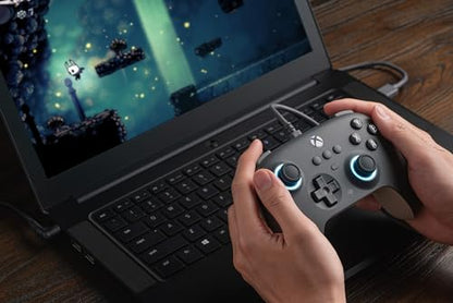 8BitDo Ultimate C Wired Controller for Xbox with Hall Effect Joysticks and Triggers, RGB Lighting Fire Ring, Compatible with Xbox Series X|S, Xbox One, Windows 10/11 - Officially Licensed (Dark Gray) - color: Dark Gray
