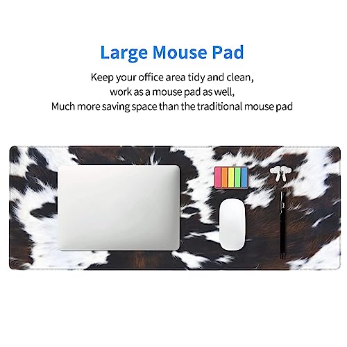 Cow Gaming Mouse Pad Extended Large Mouse Mat 31.5 X 11.8 Inch Nonslip Rubber Base Long Desk Pad Stitched Edges Mousepad Mice Pad for Office Home Game - color: Cow