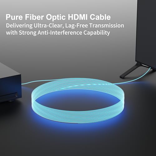 8K Detachable Full Fiber Optic Armored HDMI 2.1 Cable, 48Gbps, 15FT | Full Fiber Optic Design Reduces EMI vs Copper Cables; Replace the Module Without Replacing the Entire In-Wall Cable - size: 15FT