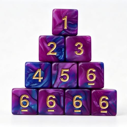 10 Pieces Polyhedral D6 Dice Set, 6 Sided Dice 16mm Square Edge Dice for RPG MTG DND Table Games (Dark Purple Blue) - color: Dark Purple Blue