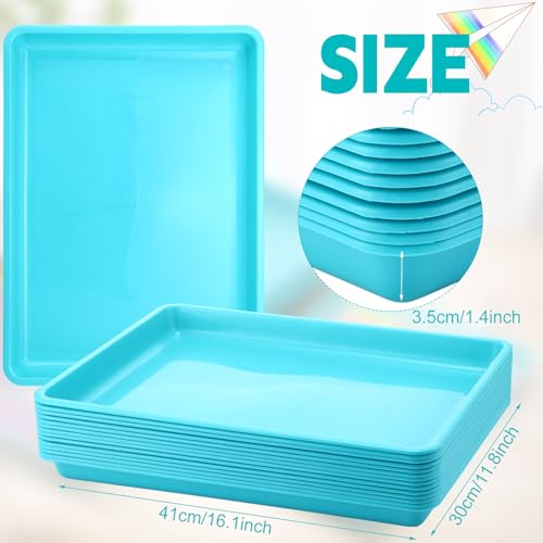 Maitys 15 Pack Plastic Art Trays 12 x 16 Inch Activity Crafts Trays Sensory Tray DIY Projects, Painting, Beads, Jewelry Office Home Organizer Arts and Crafts Supplies(Mint Green) - color: Mint Green