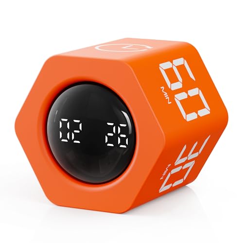 Productivity Timer 1, 5, 10, 30, 60 Minutes Preset, Desk Cube Timer with Gravity Sensor/Mute/Vibration for ADHD, Work, Study, Kitchen, Back to School (Luxe Orange) - color: Luxe Orange