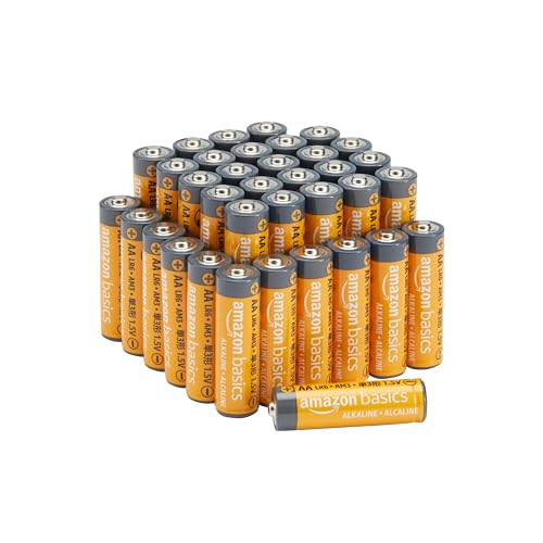 Amazon Basics 36-Pack AA Alkaline Batteries, 1.5 Volt, 10-Year Shelf Life, for Everyday and Professional Devices - size: 36 Count (AA/LR6)
