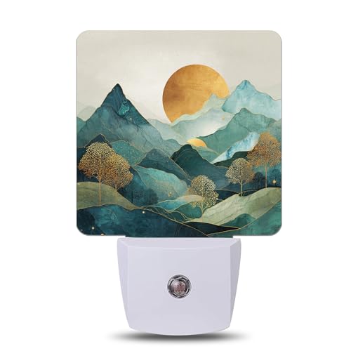 Mountain Landscape Sun Night Light, Plug-into Wall Nightlight Lamp with Dusk to Dawn Sensor, Led Lamp 0.5W Energy Efficient for Boys Girls Women Men Gifts, Home Decorative - color: Mountain Landscape Sun