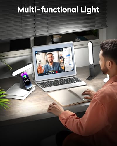 UBeesize Dual Webcam Light for Video Calls with Monitor Stand, 2-Pack | USB Powered Streaming Light with Adapter, Video Conference Lighting for Computer Laptop, Zoom Lighting for Online Meeting