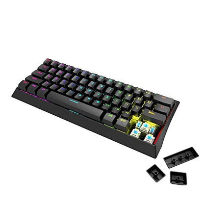 MARVO KG962 Mechanical Gaming Keyboard - 60 Percent Compact Format, Rainbow Backlit, Full Anti Ghosting with N Key Rollover, Red Switches, UK Layout