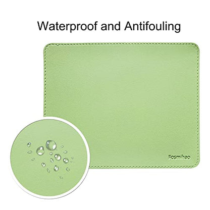 Leather Mouse Pad - Wood Mouse Pad, Double Side Mouse Pad with Stitched Edge, Waterproof Ultra Thin Mouse Pad for Computers, Laptop, Office & Home, 10.2 x 8.3 Inch, 1 Pack (Matcha Green) - color: Matcha Green