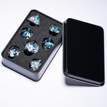 DND Sharp Edge Resin Dice,Mountain RPG Dice, 7 Piece Role Playing Dice Set for Dungeons and Dragons for 15 Years and Up