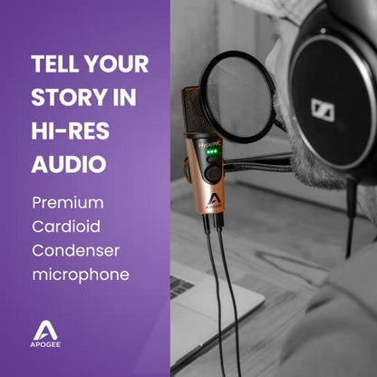 Apogee Hype Mic - USB Microphone with Analog Compression for Capturing Vocals and Instruments, Streaming, Podcasting, and Gaming - style: Hype Mic