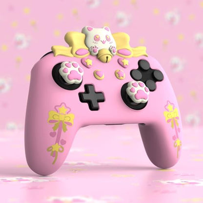 PlayVital Sweetheart Kitty Silicone Skin Compatible with Nintendo Switch Pro Controller Kawaii Anti-Slip Cover, Switch Pro Controller Joystick Grips & Protective Silicone Case - Pink - color: Pink