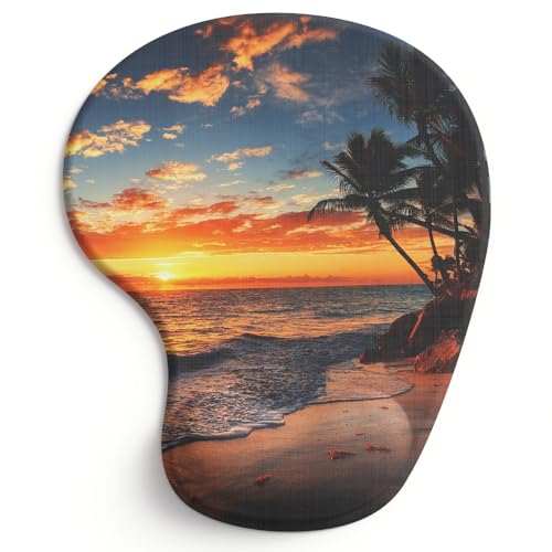 Office Mousepad with Gel Wrist Support - Ergonomic Gaming Desktop Mouse Pad Wrist Rest - Design Gamepad Mat Rubber Base for Laptop Computer -Silicone Non-Slip Special-Textured Surface (15SunsetP) - color: 15SunsetP
