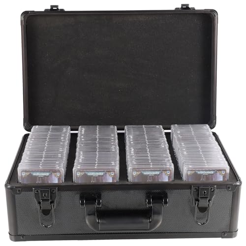 EcoVibe Graded Card Case, Aluminum Alloy Trading Card Storage Box with Carry Handle, Sports Card Case Holders with Dividers, Graded Card Storage Boxes Fits Psa, TCG, Csg, BGS, SGC Slabs - color: 4GE KX