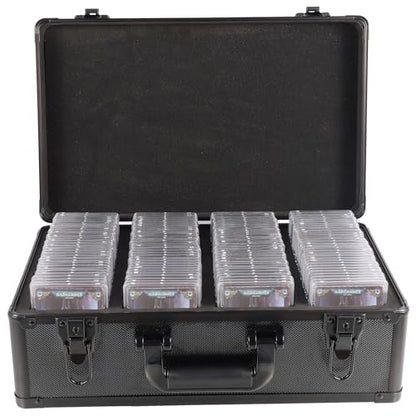 EcoVibe Graded Card Case, Aluminum Alloy Trading Card Storage Box with Carry Handle, Sports Card Case Holders with Dividers, Graded Card Storage Boxes Fits Psa, TCG, Csg, BGS, SGC Slabs - color: 4GE KX
