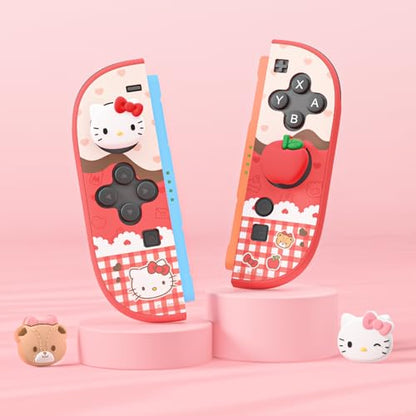 Kuitmor Thumb Grip Caps Compatible with Nintendo Switch 2, Silicone Joystick Grip Caps for Switch 2025, 4pcs, Cute Cat Style, White & Red - color: Hello Kitty(White & Red)