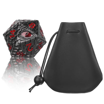 1 die Metal D20 DND Dice - Dragon Scale Metallic 20 Sided Giant Polyhedral Dice,35mm Large Dragon Eye Metal D&D Dice for Dungeons and Dragon Tabletop Game(Black Dragon Scale) - color: Black Dragon Scale