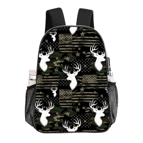 Heavy Duty Clear Daypack Reinforced Bottom for Travel Sporting | Heavy Duty, Camouflage American Flag Hunting Camo Deers, See Through Daypack - color: Pattern (836)