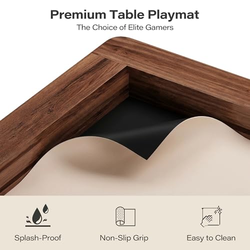 Board Game Table with Removable Table Top, 54” x 31” Play Area, Gaming and Dining Table with 2 Play Mats, Detachable Cup Holders and Trays for 6 Players, for Card, DND and Poker, Walnut - size: REC w/Two Mats
