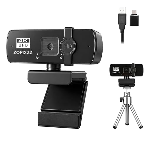 4K Webcam with Tripod, PC Ultra HD Web Camera with Microphone, PDAF Autofocus,Privacy Cover,USB A & USB C Adapter, Plug & Play,Ideal for Business Meetings&Live Streaming - size: Webcam X60 4K Kit
