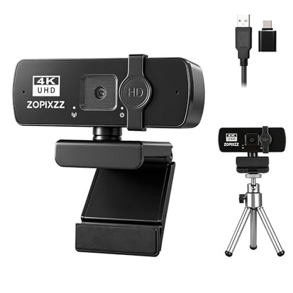 4K Webcam with Tripod, PC Ultra HD Web Camera with Microphone, PDAF Autofocus,Privacy Cover,USB A & USB C Adapter, Plug & Play,Ideal for Business Meetings&Live Streaming - size: Webcam X60 4K Kit