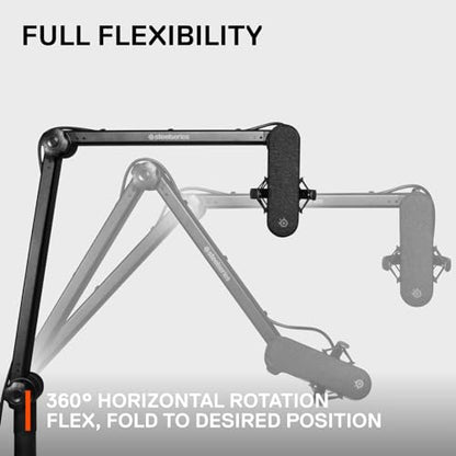 SteelSeries Alias/Alias Pro Mic Boom Arm — For Gaming, Streaming, and Podcasting — 360° Rotation — Desk Clamp — Folding Scissor Design — Hidden Springs — Cable Management — 3/8" and 5/8" Adapters - style: Boom Arm