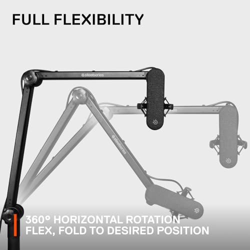 SteelSeries Alias/Alias Pro Mic Boom Arm — For Gaming, Streaming, and Podcasting — 360° Rotation — Desk Clamp — Folding Scissor Design — Hidden Springs — Cable Management — 3/8" and 5/8" Adapters - style: Boom Arm
