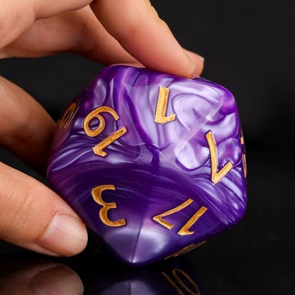 20 Sided DND Dice,D20 Giant Polyhedral Dice,55mm Titan Large Pearl Color D20 Dice,20 Sided Cube D&D Dice Set for Dungeons and Dragons, RPG, MTG Table Games(Purple-Pearl Series) - color: D-20 Purple