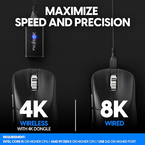 Pulsar Gaming Gears - Xlite v3 ES Wireless Gaming Mouse, Ergonomic, Optical Switch, OLED Display, Driverless, PAW3395 Sensor, 100H Battery, 4K dongle Included (Medium, Black) - color: Black, size: Medium, style: Xlite V3 eS