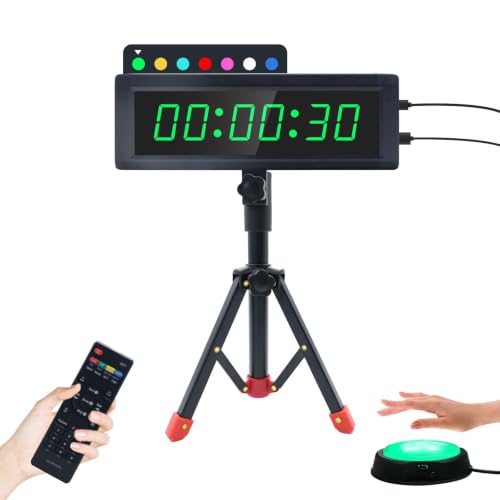 Gym Timer Clock with Remote Control & Push Button,7 RGB Color, Programmable Interval Timer, Countdown/Up Stopwatch,Wall Clock for Home Gym Garage,Portable Training Accessories(Plug-in+Stand) - style: plug-in+stand
