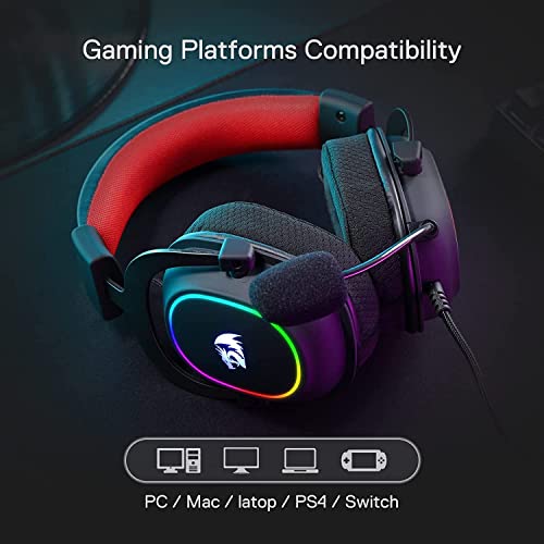 Redragon H510 Zeus-X RGB Wired Gaming Headset - 7.1 Surround Sound - 53MM Audio Drivers in Memory Foam Ear Pads w/Reliable Fabric Cover- Multi Platforms Headphone - USB Powered for PC/PS4/NS - color: Black H510 RGB