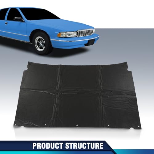 PIT66 Hood Insulation Pad 1/2" Compatible with Chevy Caprice Impala 1991-1996 Black - style: 1991-1996 Chevy Caprice Impala