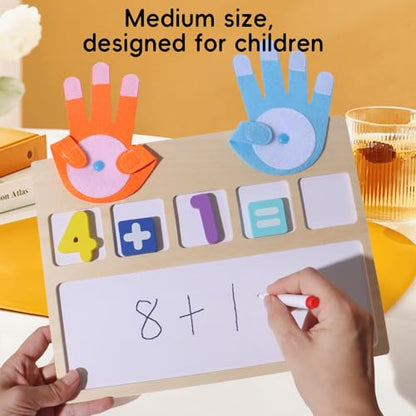 BESTAMTOY Montessori Math Board Toy - Double-Sided Finger Counting & Number Tracing Board Number Blocks, Wooden Math Manipulatives for Kids Ages 3-6, Preschool Classroom Homeschool Educational Games