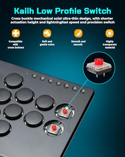 Sehawei Haute42 Leverless Arcade Stick 16Keys All-Button Controller with Custom RGB & Turbo Functions,Arcade Fighting Stick Compatible with PC/Ps3/Ps4/Switch/Steam-Supports SOCD - color: M16 Black