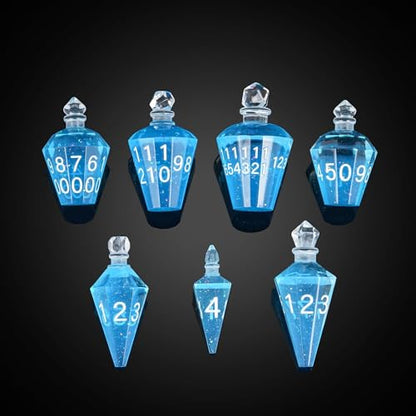 7PCS Potion DND Dice Set,Transparent Sharp Edge Die Set D&D RPG Polyhedral Die,for Dungeons & Dragons, Pathfinder, and TTRPG Roleplaying Games (Blue) - color: Blue