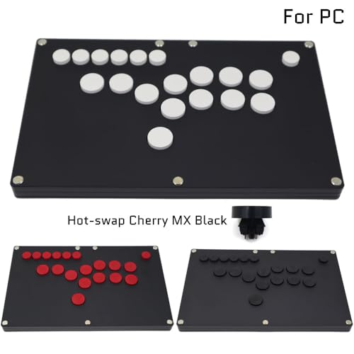 TruBoost FightBox B1-PC-B-B Ultra-Thin All Buttons Leverless-Style Arcade Joystick Fight Stick Game Controller PC USB Hot-Swap Cherry Black Matte Panel