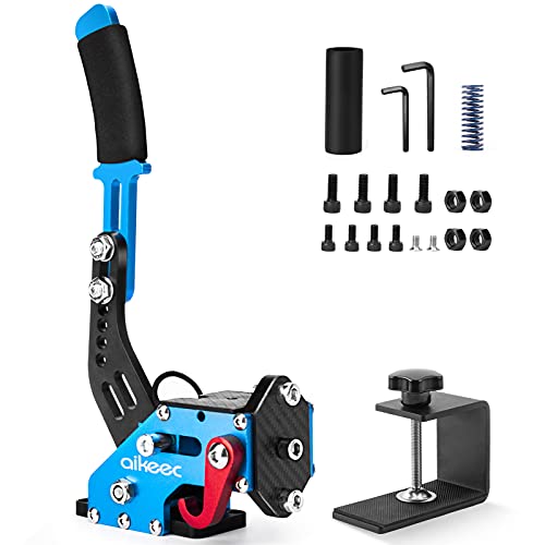 aikeec 64 Bit USB Handbrake with Clamp for PC Windows Sim Racing Games G25 G27 G29 T500 FANATECOSW Dirt Rally with Handle Grip - color: blue, size: with clamp