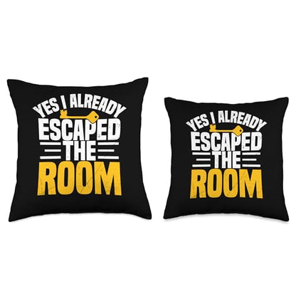 Exit Escape Room Game Player Solve Puzzle Master Fast Winner Throw Pillow - size: 18x18