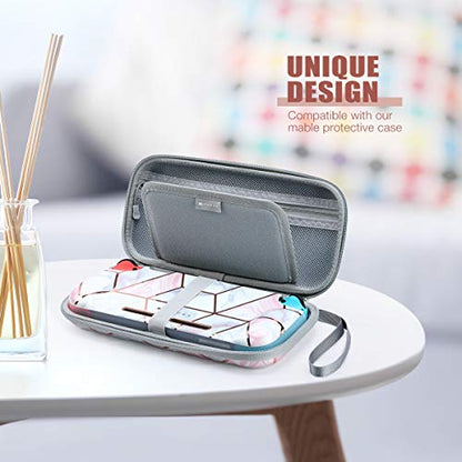 Mumba Carrying Case for for Nintendo Switch OLED & Nintendo Switch, Deluxe Ulta Slim Hard Shell Travel - holds 10 Game Cartridges -Pink Marble - color: Pink Marble