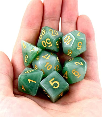 Polyhedral DND Dice Set Green Jade Dice Set for D&D Tabletop Games | Leather Storage Bag, Imitation Jade, DM Gift, for Dungeons and Dragons Role Playing Games - color: 7pcs Green Jade