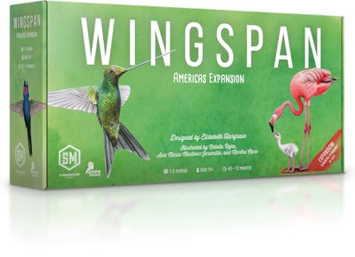 Stonemaier Games: Wingspan Americas Expansion by Elizabeth Hargrave | Add to Wingspan | Includes Small Hummingbird Cards with New Mechanism, 111 Unique New Colorful Birds, & More | 1-5 Players, 90 Min