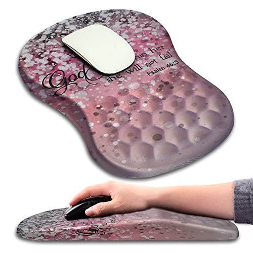 Mouse Pad Wrist Support, Ergonomic Mouse Pad with Massage Dot, Comfortable Computer Mouse Pad for Laptop, Wrist Rest Pain Relief Mousepad with Non-Slip PU Base for Office & Home, 12 x 8 in - color: 04-Bible Verse