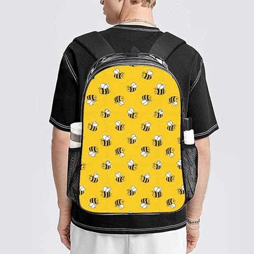 Clear Transparent Beach Backpack Waterproof Sand Water Resistant | Heavy Duty, Yellow Bees And Honey, Transparent, PVC See Through Daypack - color: Pattern (504)