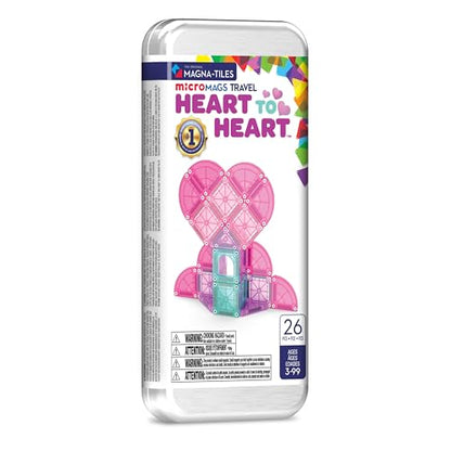 MAGNA-TILES microMAGS 26-Piece Heart to Heart Travel Set, The Original Magnetic Building Brand - style: Heart to Heart