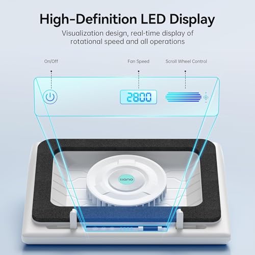 llano V12 Gaming Laptop Cooling Pad Laptop Cooler Laptop Cooling Fan Stand | 5.5 Inch Turbofan, Airtight Pressure Chamber, for 15.6-19in Laptop, Adjustable Speed, Dustproof, 3-Port Hub, White (No RGB) - color: White NO RGB