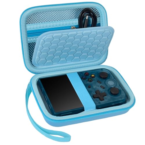 PAIYULE Travel Case Compatible with RG353V/ RG353VS/ R36S Retro Handheld Game Console, Handheld Emulator Storage Holder Organizer, Android Game Console Carrying Bag (Blue) (Box Only) - color: Blue, style: For R36s