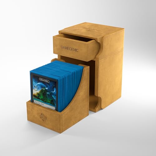 Gamegenic Watchtower 100+ XL Convertible Deck Box - Double-Sleeved Card Storage, Card Game Protector, Nexofyber Surface, Holds Up To 100 Cards, Sand Color, Made