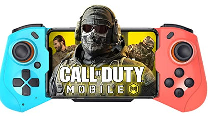 Mobile Gaming Controller for iPhone iOS Android PC Wireless Gamepad Joystick for iPhone 17/iPhone 16/15/14/12, iPad, MacBook, Galaxy S22/S21/S20, TCL, Tablet, PC - 18+ Hour Battery Life - Call of Duty - color: Red+Blue